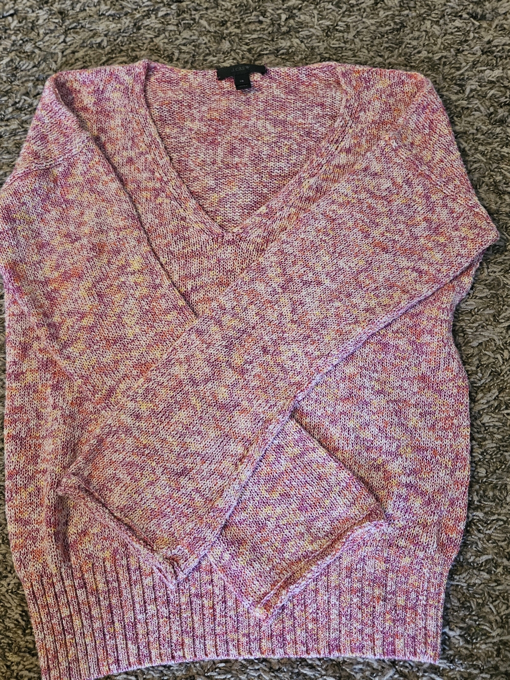 J. Crew Marled Pink V-Neck Sweater